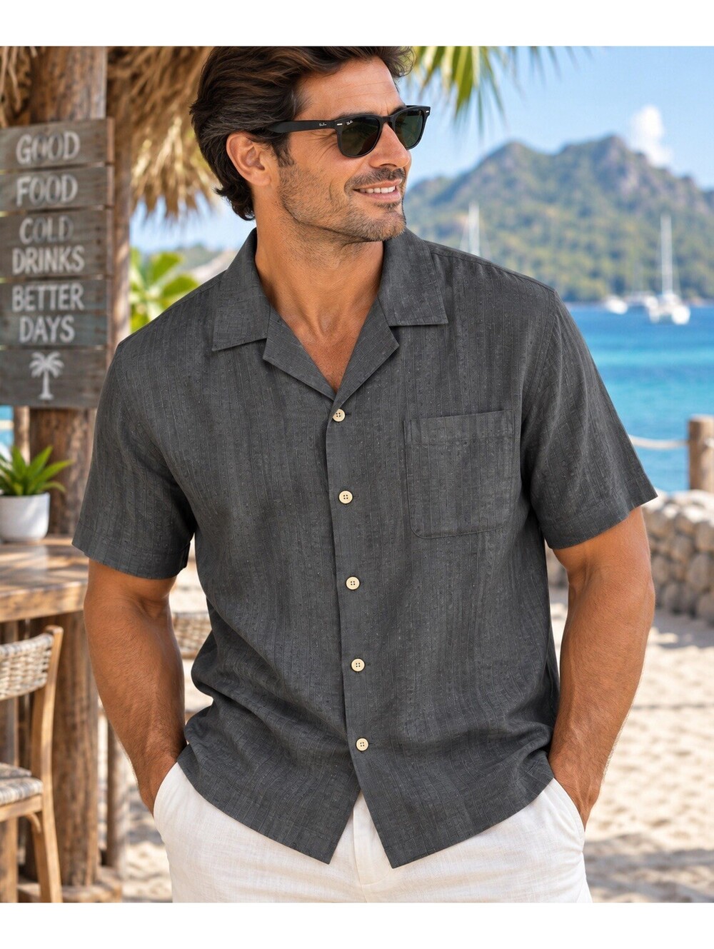Tommy Bahama 100% Silk Men’s Black Hawaiian Shirt Size Large